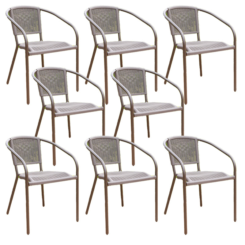 Stacking Coastal Patio Arm Chair/Dining Side Chair with Aluminum Base