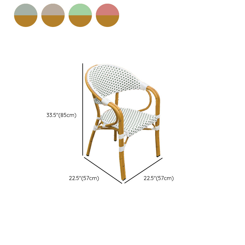 Stacking Coastal Patio Arm Chair/Dining Side Chair with Aluminum Base