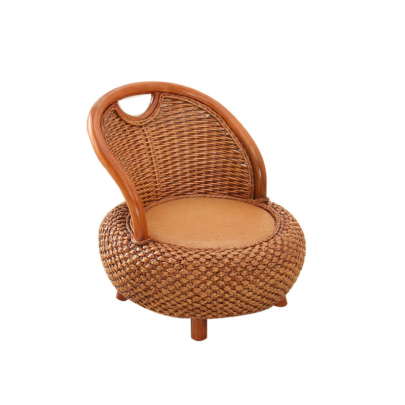 Tropical Armless Patio Dining Chair Natural Rattan Open Back