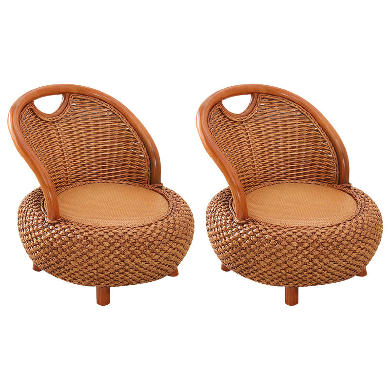 Tropical Armless Patio Dining Chair Natural Rattan Open Back