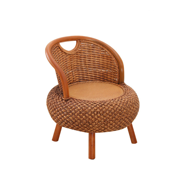Tropical Armless Patio Dining Chair Natural Rattan Open Back