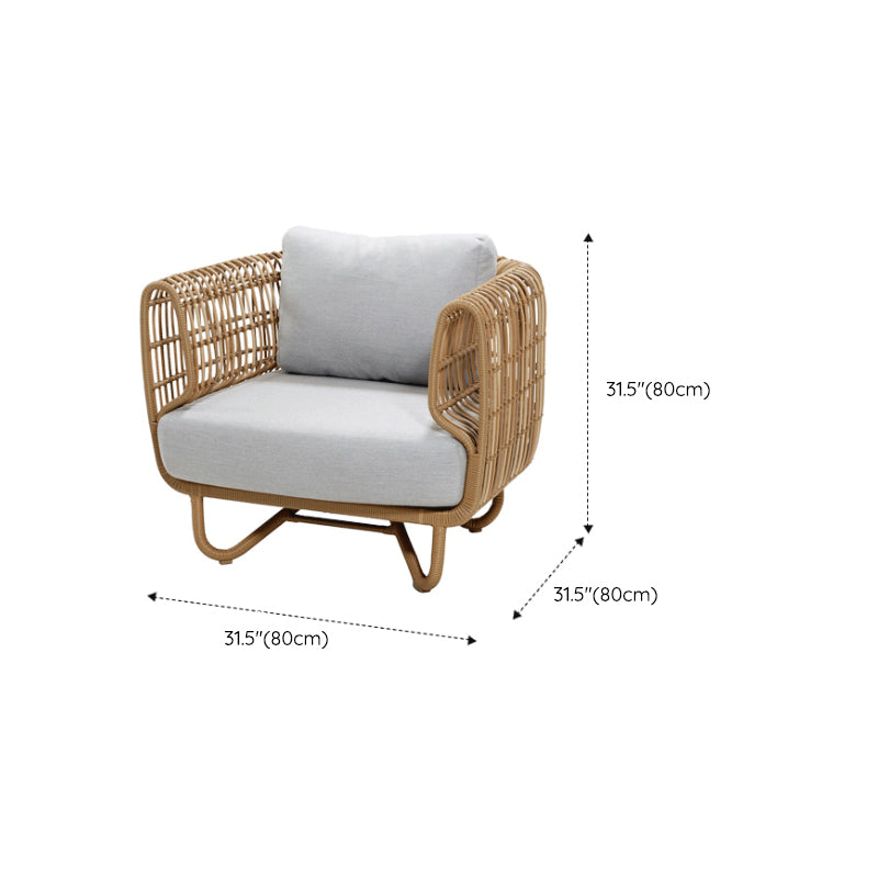 Tropical Rattan Patio Sofa Rust Resistant Outdoor Patio Sofa with Cushion
