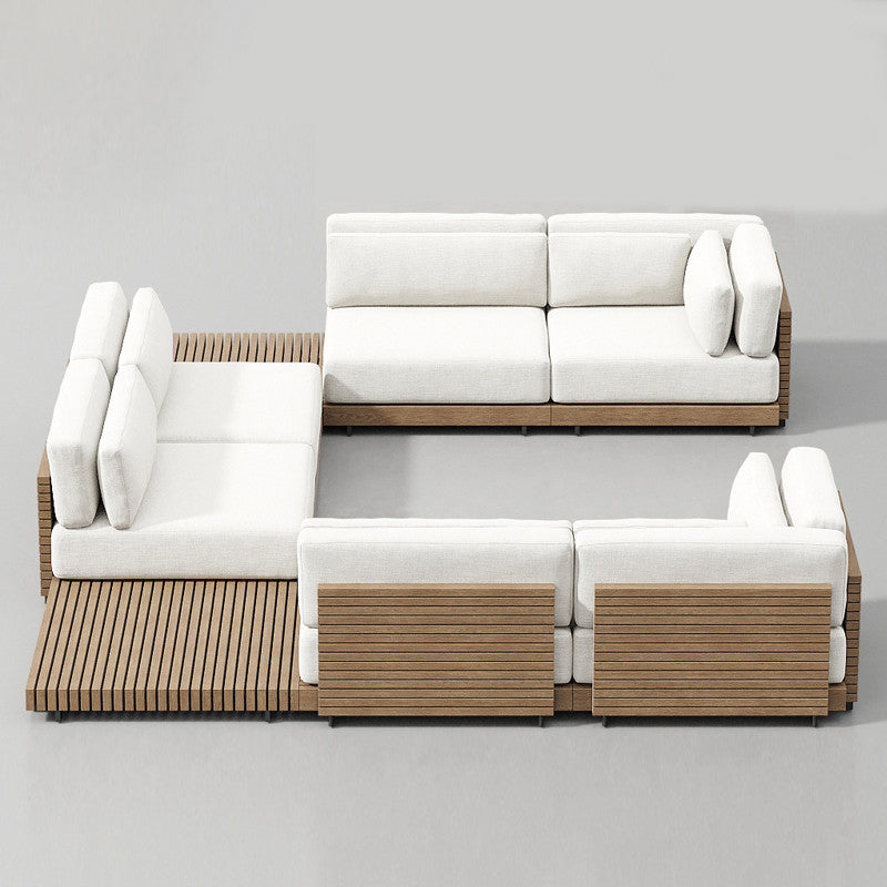 Minimalistic Solid Wood Outdoor Sectional Sofa Farmhouse Water Resistant Outdoor Sectional