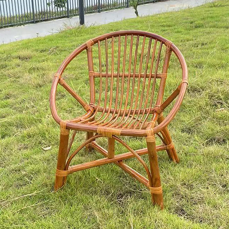 13" Wide Tropical Dining Side Chair Rattan Brown Open Back Outdoor Chair