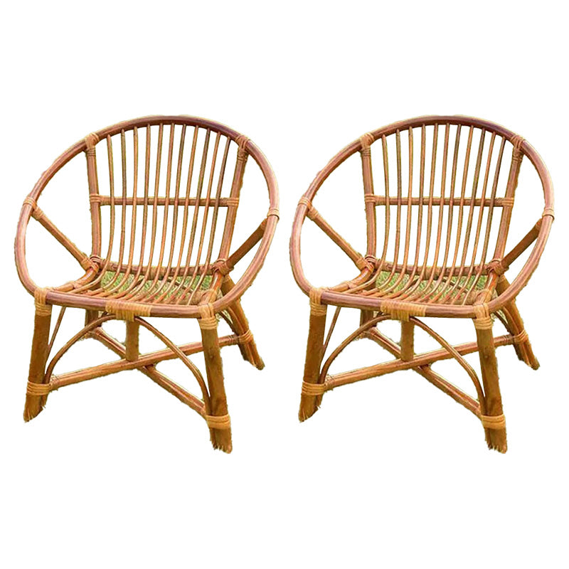 13" Wide Tropical Dining Side Chair Rattan Brown Open Back Outdoor Chair