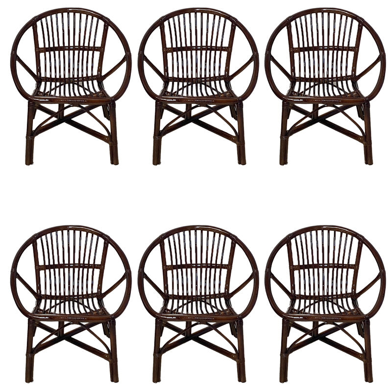 13" Wide Tropical Dining Side Chair Rattan Brown Open Back Outdoor Chair