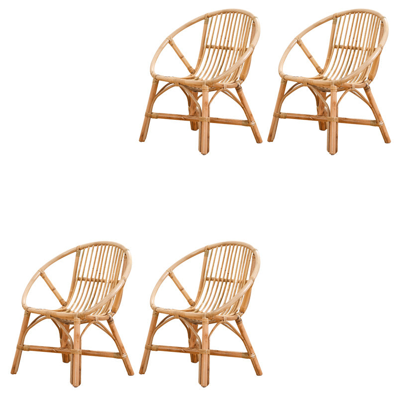 13" Wide Tropical Dining Side Chair Rattan Brown Open Back Outdoor Chair