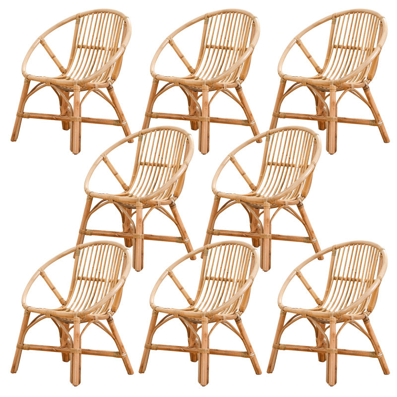 13" Wide Tropical Dining Side Chair Rattan Brown Open Back Outdoor Chair