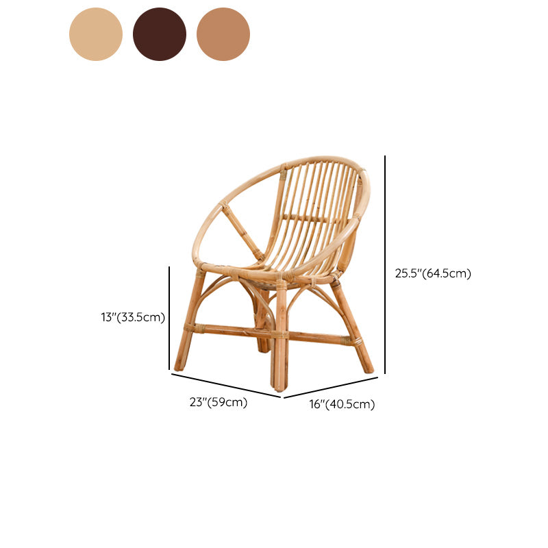 13" Wide Tropical Dining Side Chair Rattan Brown Open Back Outdoor Chair