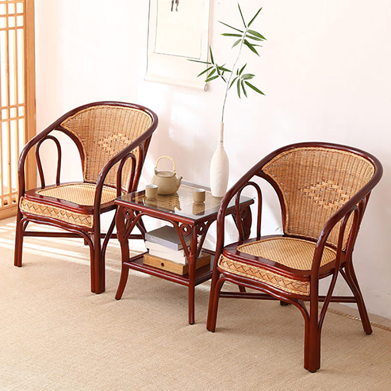 21" Wide Tropical Rattan High Backrest Outdoor Chair with Arm