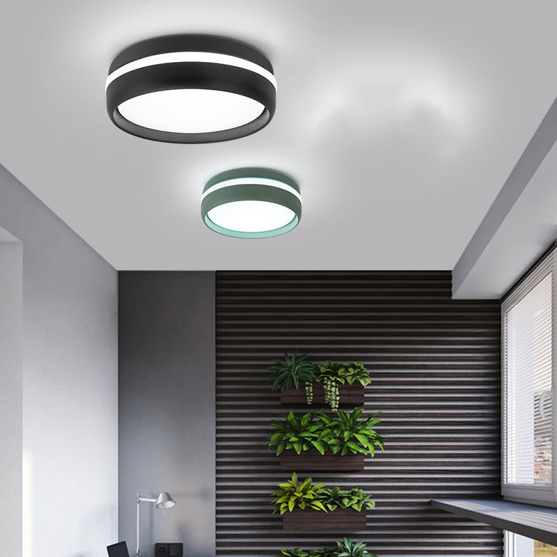 Modern Metal Flush Mount LED Circle Shape Ceiling Lamp with Acrylic Shade for Living Room