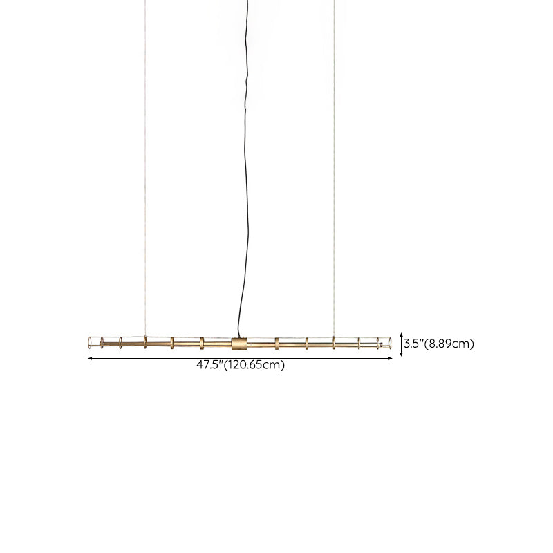 Modern Metal LED Pendant Light Linear Shape Island Lamp with Acrylic Shade for Living Room