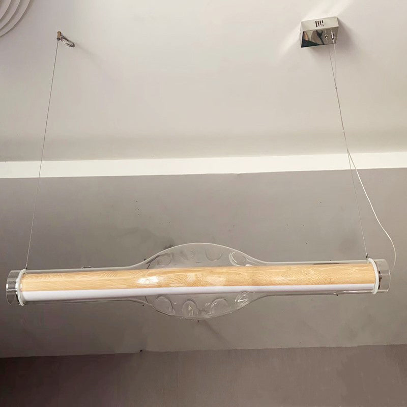 Modern Metal Ceiling Light Linear Shape Island Light with Glass Shade for Living Room