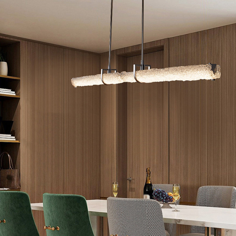 Light Luxury Glass Hanging Lamp Cylinder Shape Island Light Fixture for Dining Table