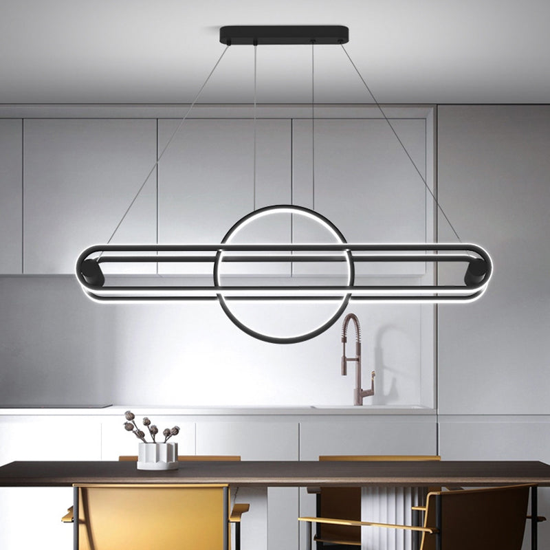 Iron Linear Pendant Ceiling Light Post Modern Kitchen Island Fixture in Black / Gold