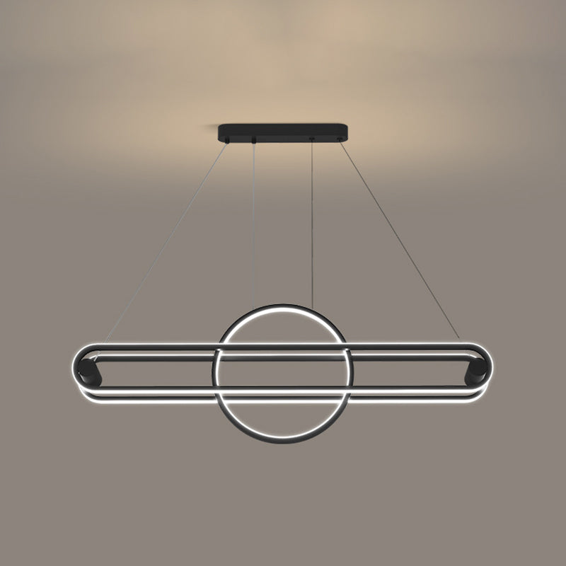Iron Linear Pendant Ceiling Light Post Modern Kitchen Island Fixture in Black / Gold