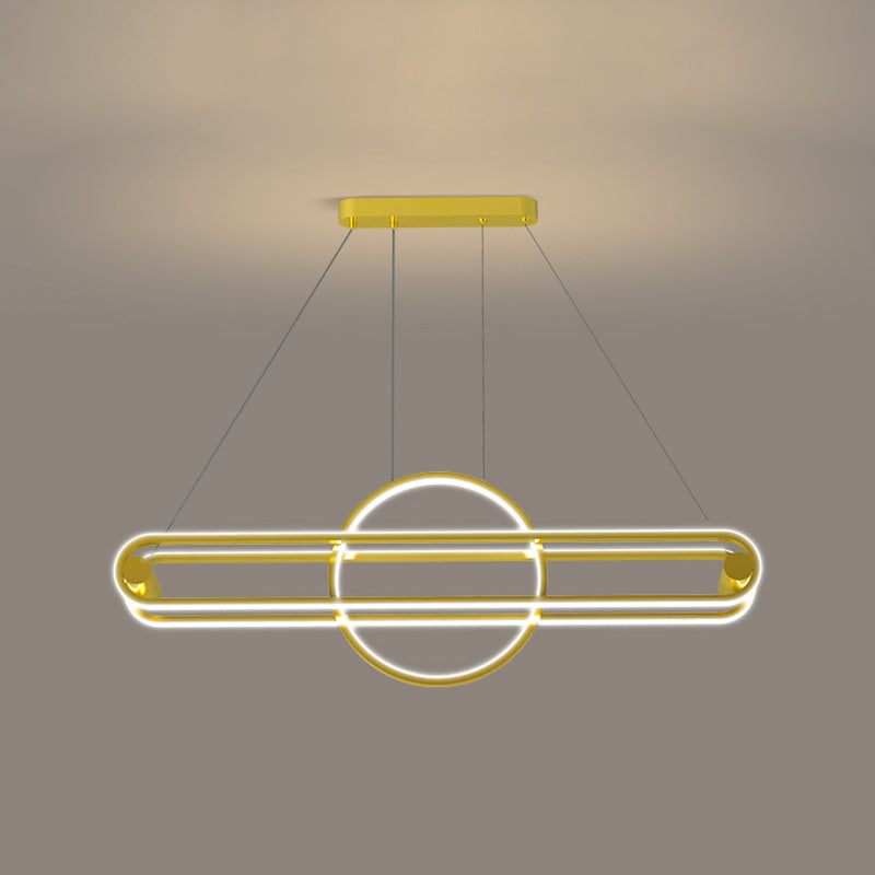 Iron Linear Pendant Ceiling Light Post Modern Kitchen Island Fixture in Black / Gold