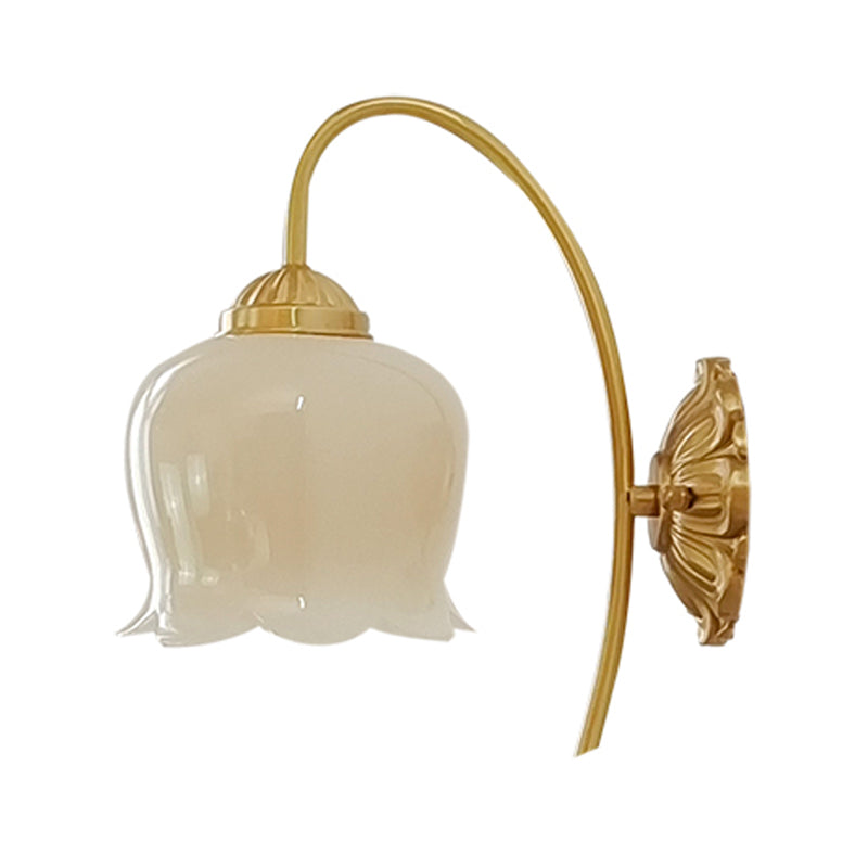 Metal Modern Wall Sconce Flower Shape Wall Light with Resin Shade for Bedroom