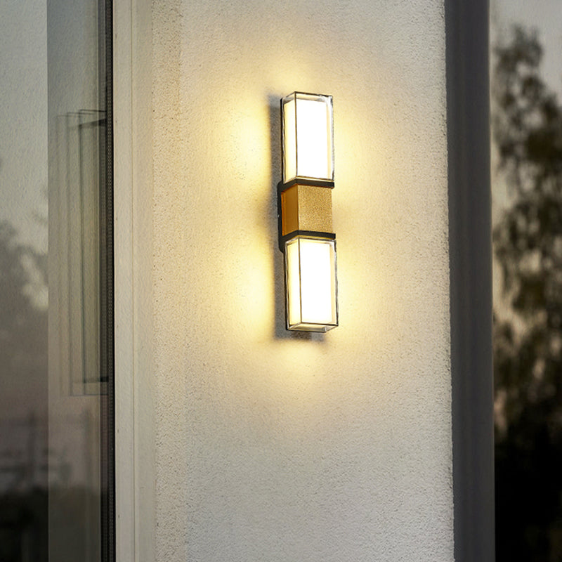 Modern Metal Wall Sconce Rectangle Shape Wall Lamp with Acrylic Shade for Courtyard