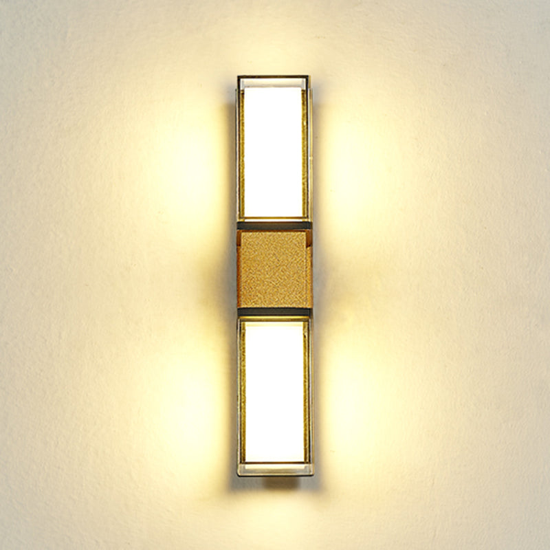 Modern Metal Wall Sconce Rectangle Shape Wall Lamp with Acrylic Shade for Courtyard