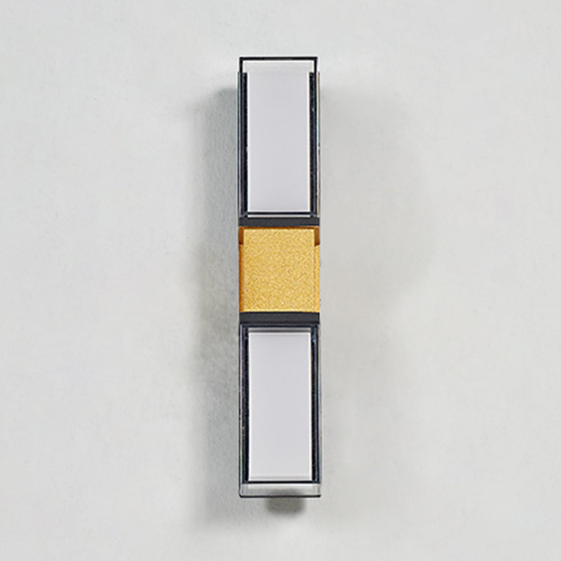 Modern Metal Wall Sconce Rectangle Shape Wall Lamp with Acrylic Shade for Courtyard