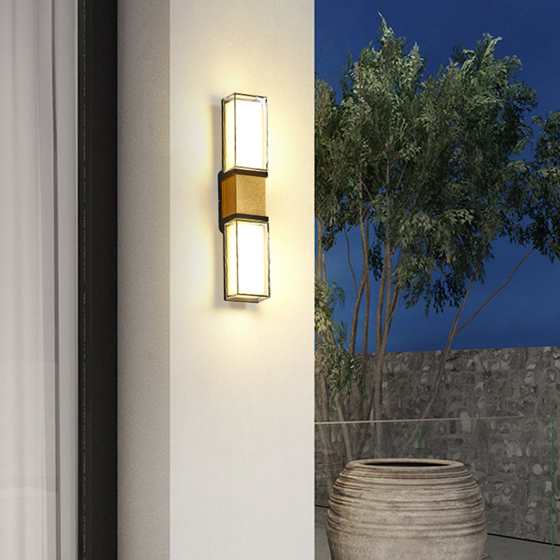 Modern Metal Wall Sconce Rectangle Shape Wall Lamp with Acrylic Shade for Courtyard