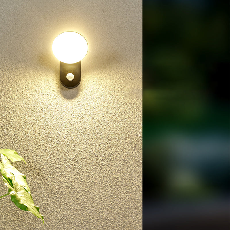 Modern Metal Wall Sconce LED Geometric Shape Wall Light with Acrylic Shade for Courtyard