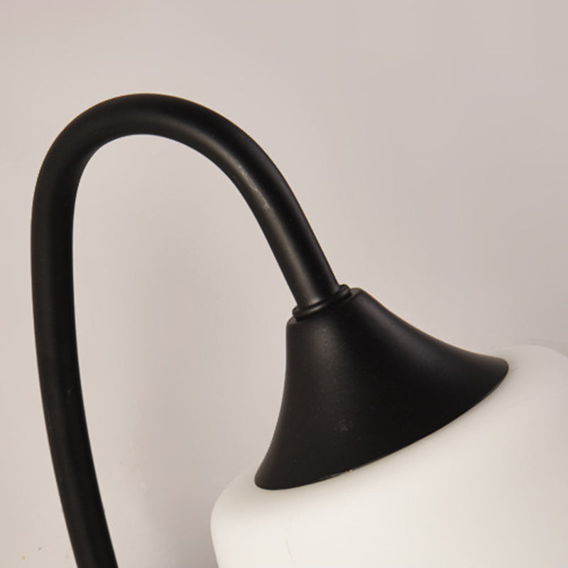 Black Metal Wall Light Modernism White Shaded Lighting for Foyer