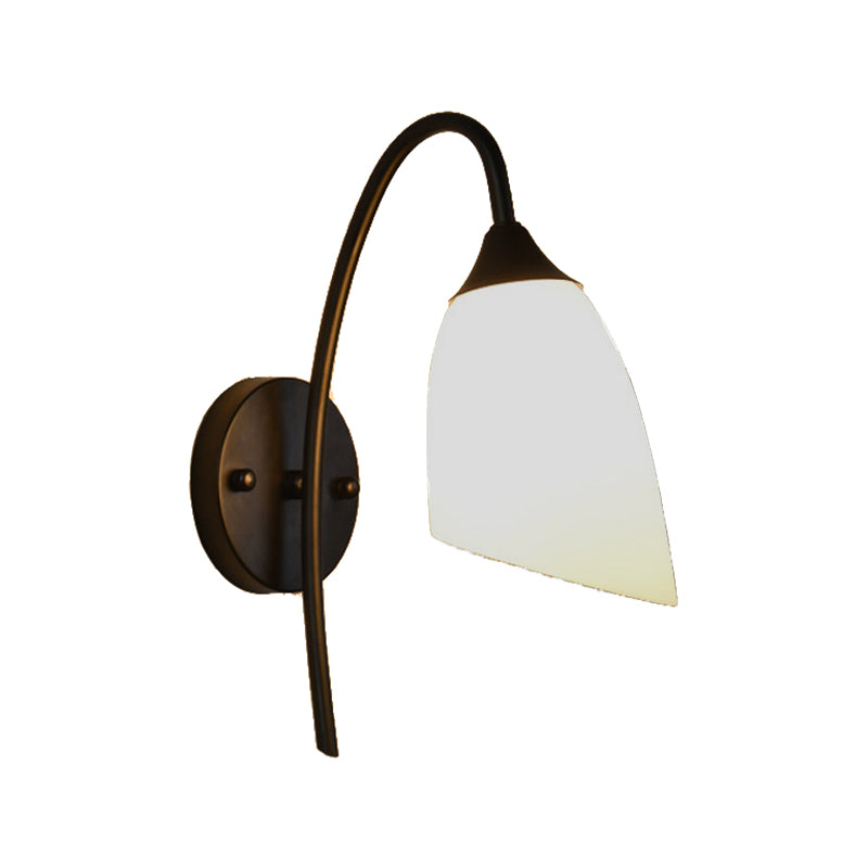 Black Metal Wall Light Modernism White Shaded Lighting for Foyer