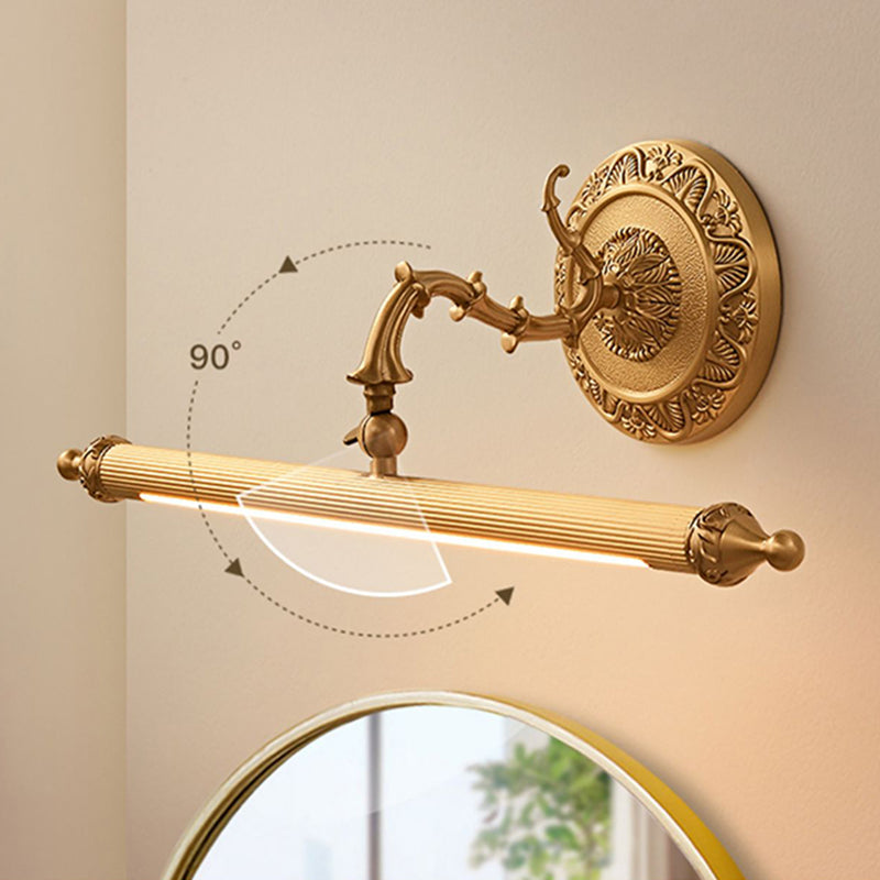 Mid Century Linear Wall Sconces Brass Vanity Lighting for Bathroom