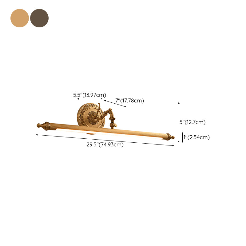 Mid Century Linear Wall Sconces Brass Vanity Lighting for Bathroom