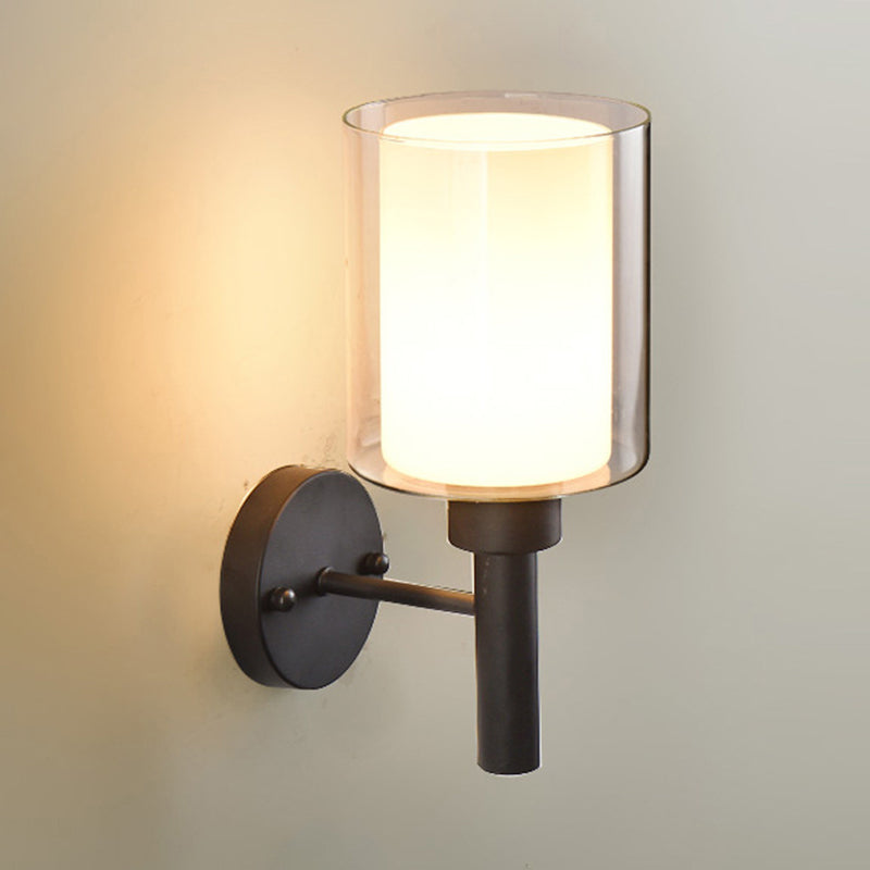 Contemporary Single Bathroom Vanity Light Cylindrical Glass Bath Bar