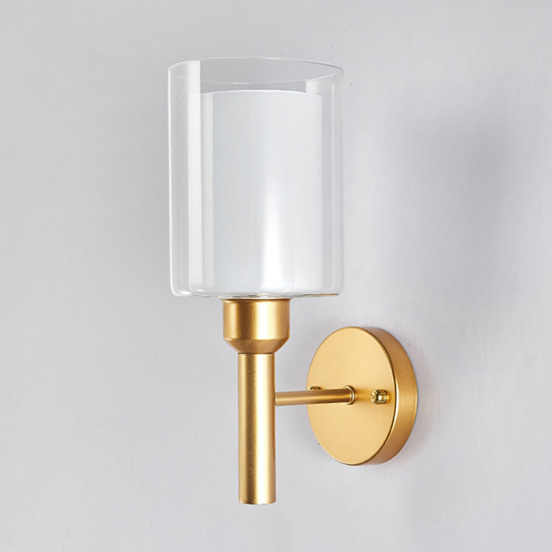 Contemporary Single Bathroom Vanity Light Cylindrical Glass Bath Bar