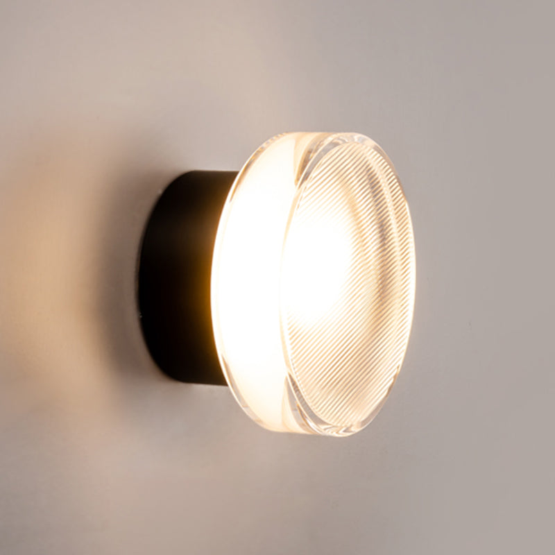 Aluminum and Acrylic Bath Sconce 1 Light Bathroom Vanity Lighting in Black / Gold