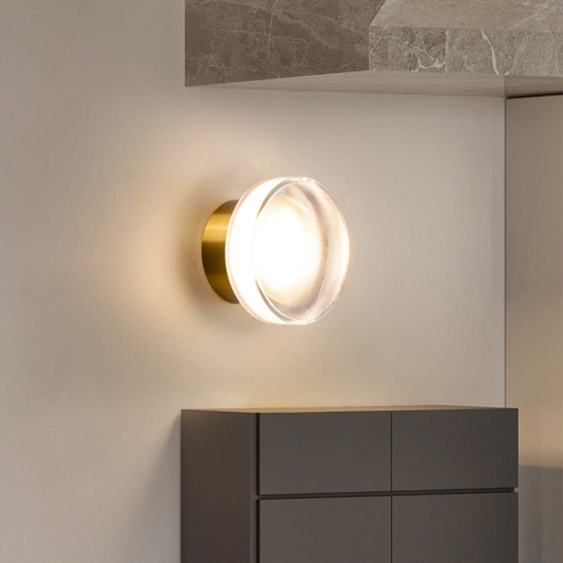 Aluminum and Acrylic Bath Sconce 1 Light Bathroom Vanity Lighting in Black / Gold