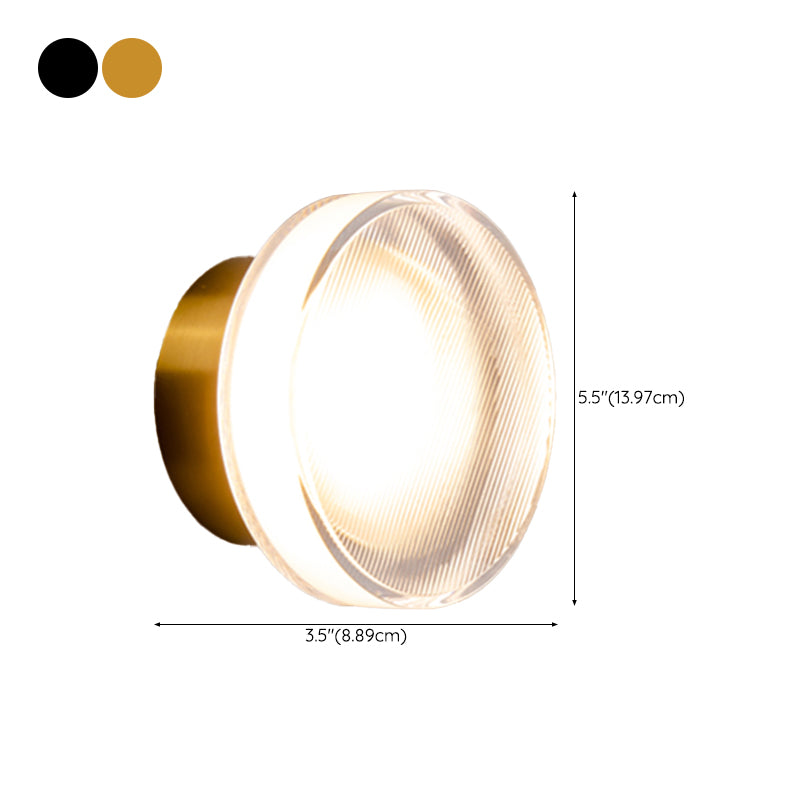 Aluminum and Acrylic Bath Sconce 1 Light Bathroom Vanity Lighting in Black / Gold