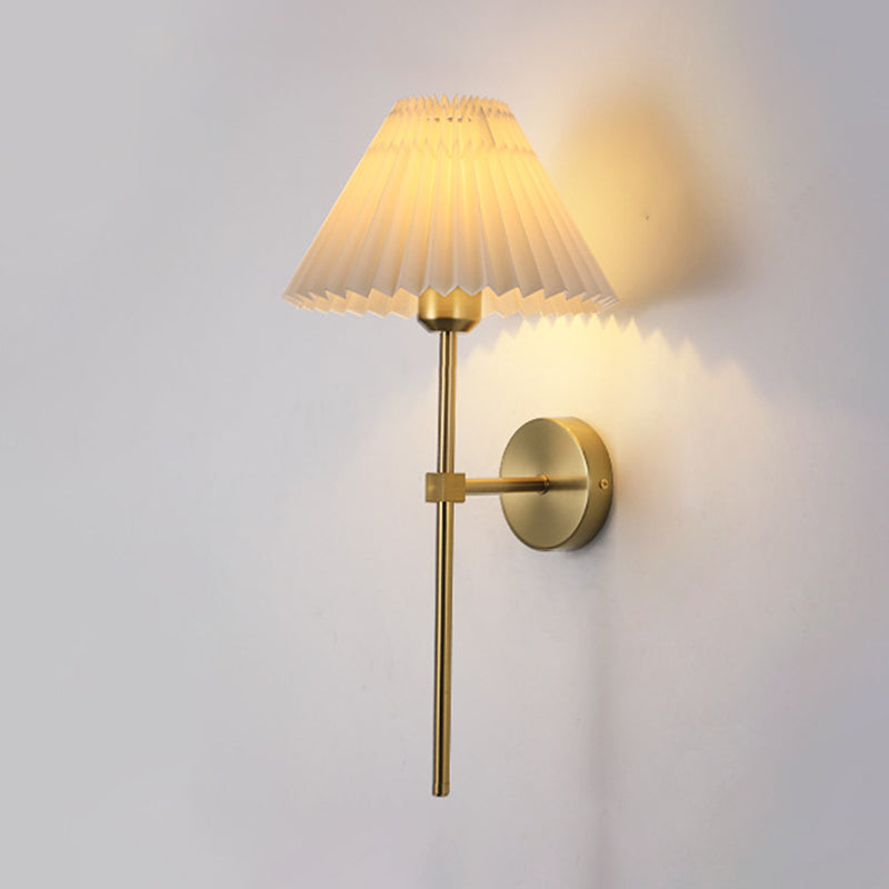 Single Contemporary Golden Bathroom Vanity Light Fabric Shaded Bath Bar