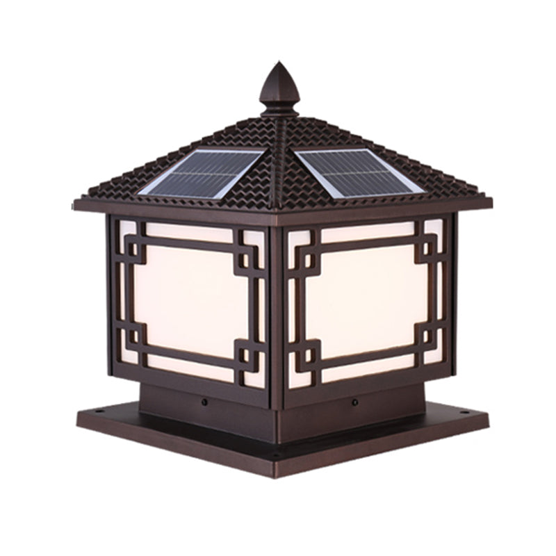 Rectangle Shape Metal Outdoor Light Modern 1 Light Solar Pillar Lights