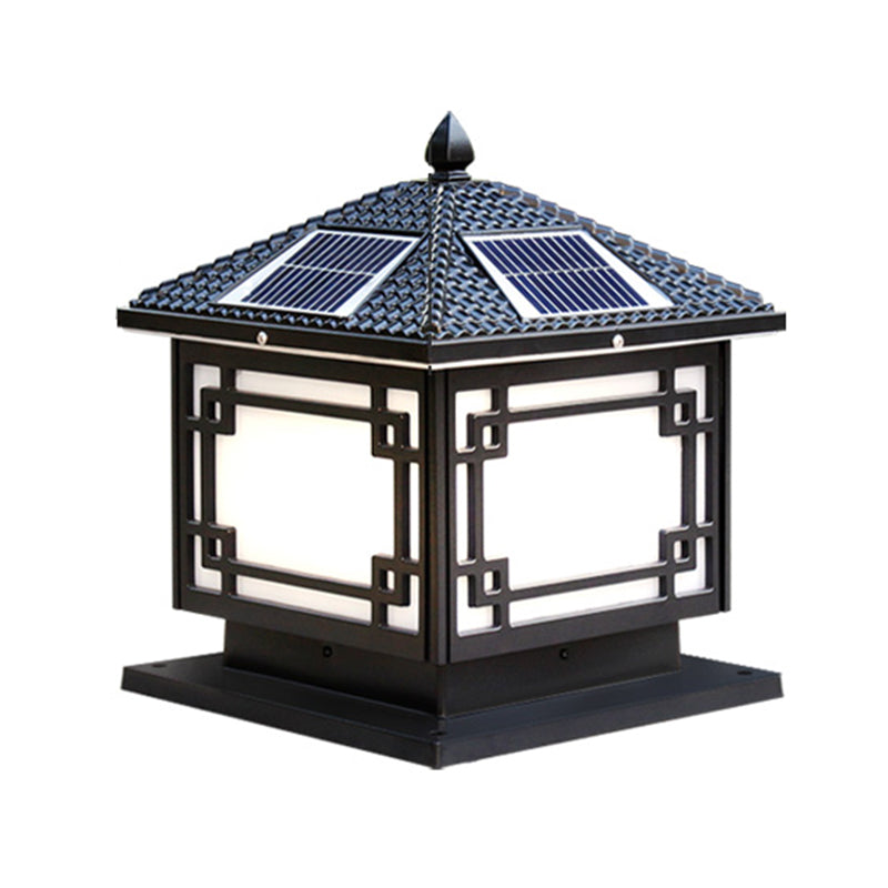 Rectangle Shape Metal Outdoor Light Modern 1 Light Solar Pillar Lights