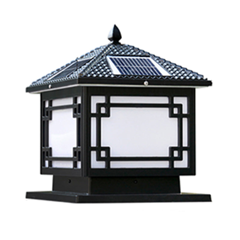 Rectangle Shape Metal Outdoor Light Modern 1 Light Solar Pillar Lights