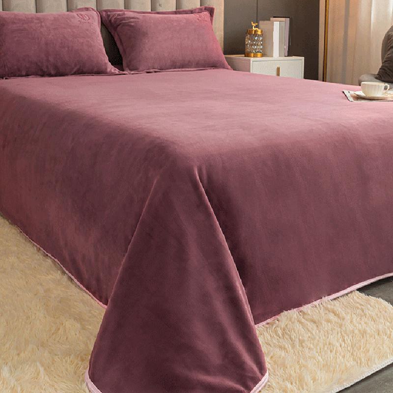 Winter Basic Bed Sheet Set Flannel Solid Fitted Sheet for Bedroom
