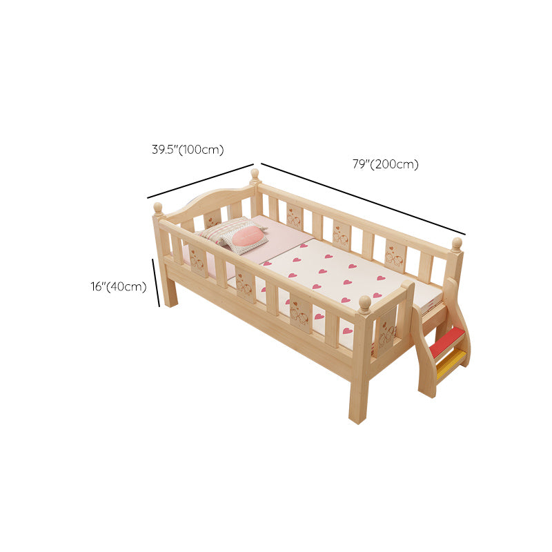 Traditional Style Solid Wood Baby Crib with Guardrail and Mattress