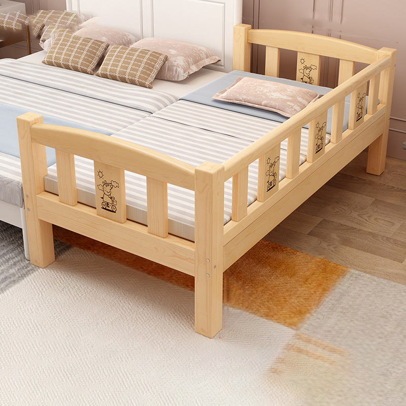 Traditional Style Solid Wood Nursery Bed with Mattress and Guardrail