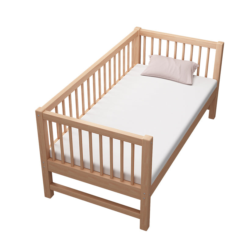 Glam Style Beech Wood Nursery Bed in Nature with Guardrail for Bedroom