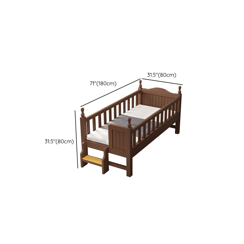 Walnut Color Baby Crib Traditional Beech Nursery Bed with Guardrails