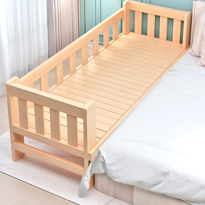 Washed Natural Wood Baby Crib Modern Nursery Crib with Guardrail