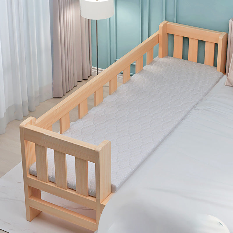 Washed Natural Wood Baby Crib Modern Nursery Crib with Guardrail