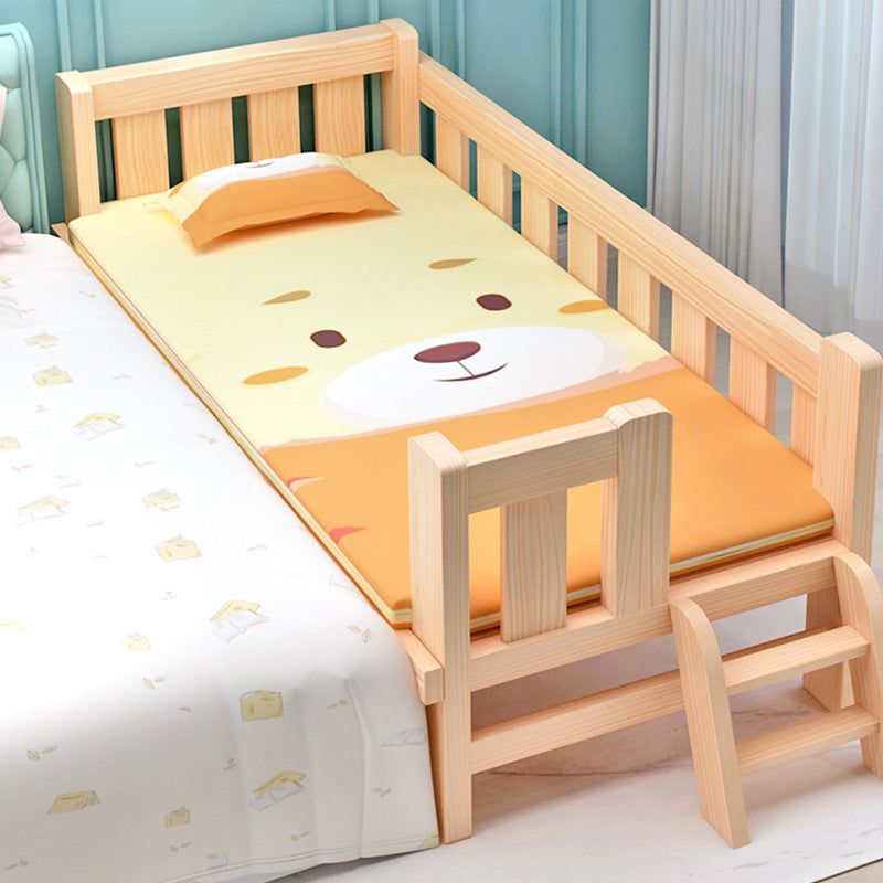 Washed Natural Wood Baby Crib Modern Nursery Crib with Guardrail