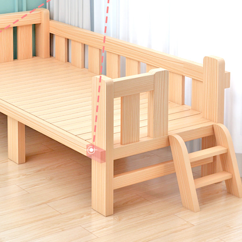 Washed Natural Wood Baby Crib Modern Nursery Crib with Guardrail