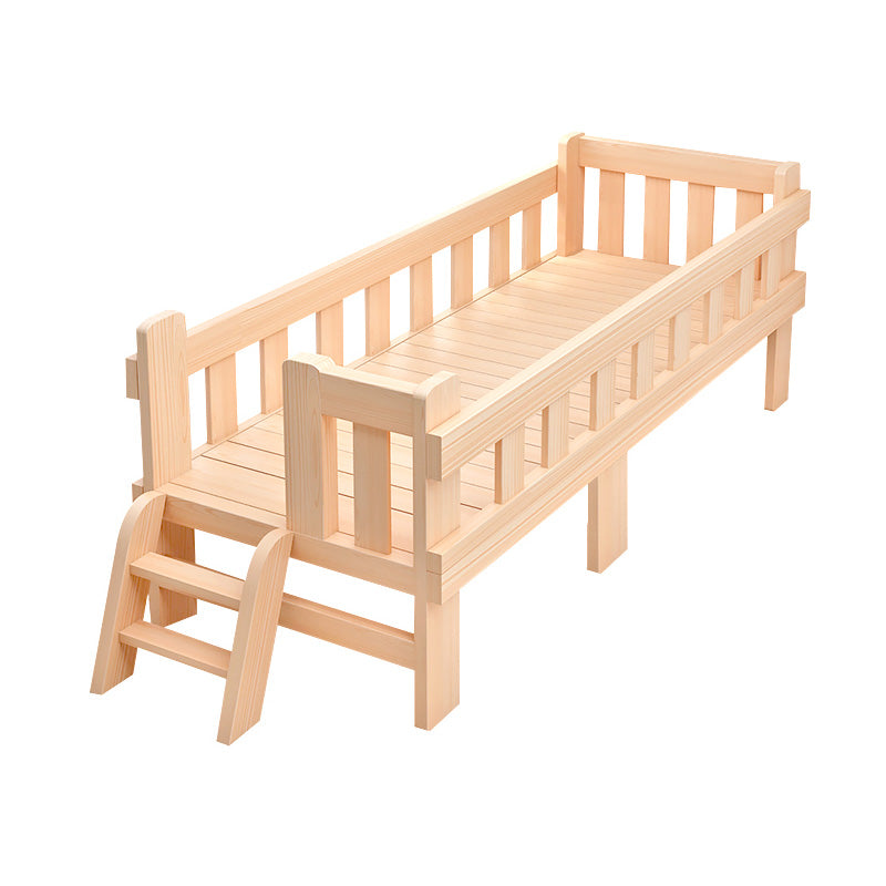 Washed Natural Wood Baby Crib Modern Nursery Crib with Guardrail